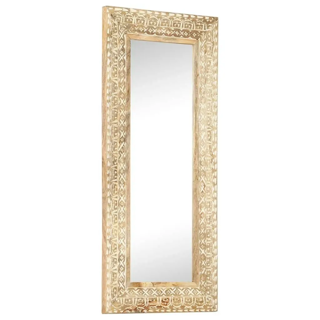 Hand-Carved Mirror 110x50x2.6 cm Solid Mango Wood 321646