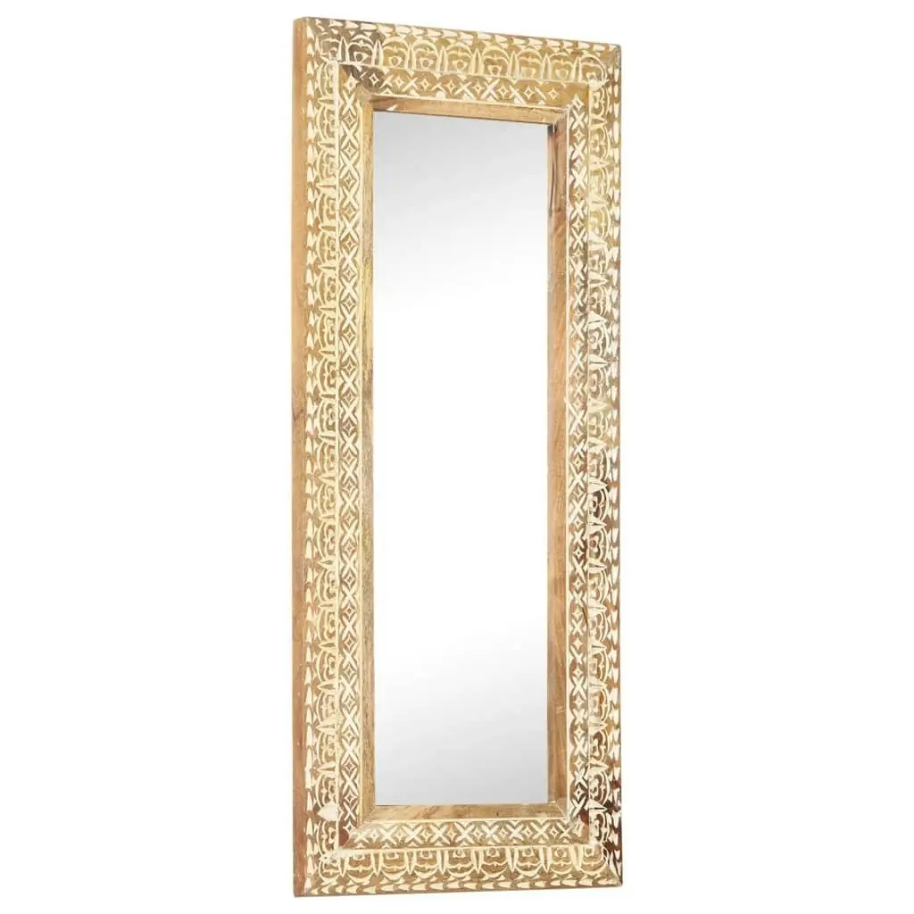 Hand-Carved Mirror 110x50x2.6 cm Solid Mango Wood 321646