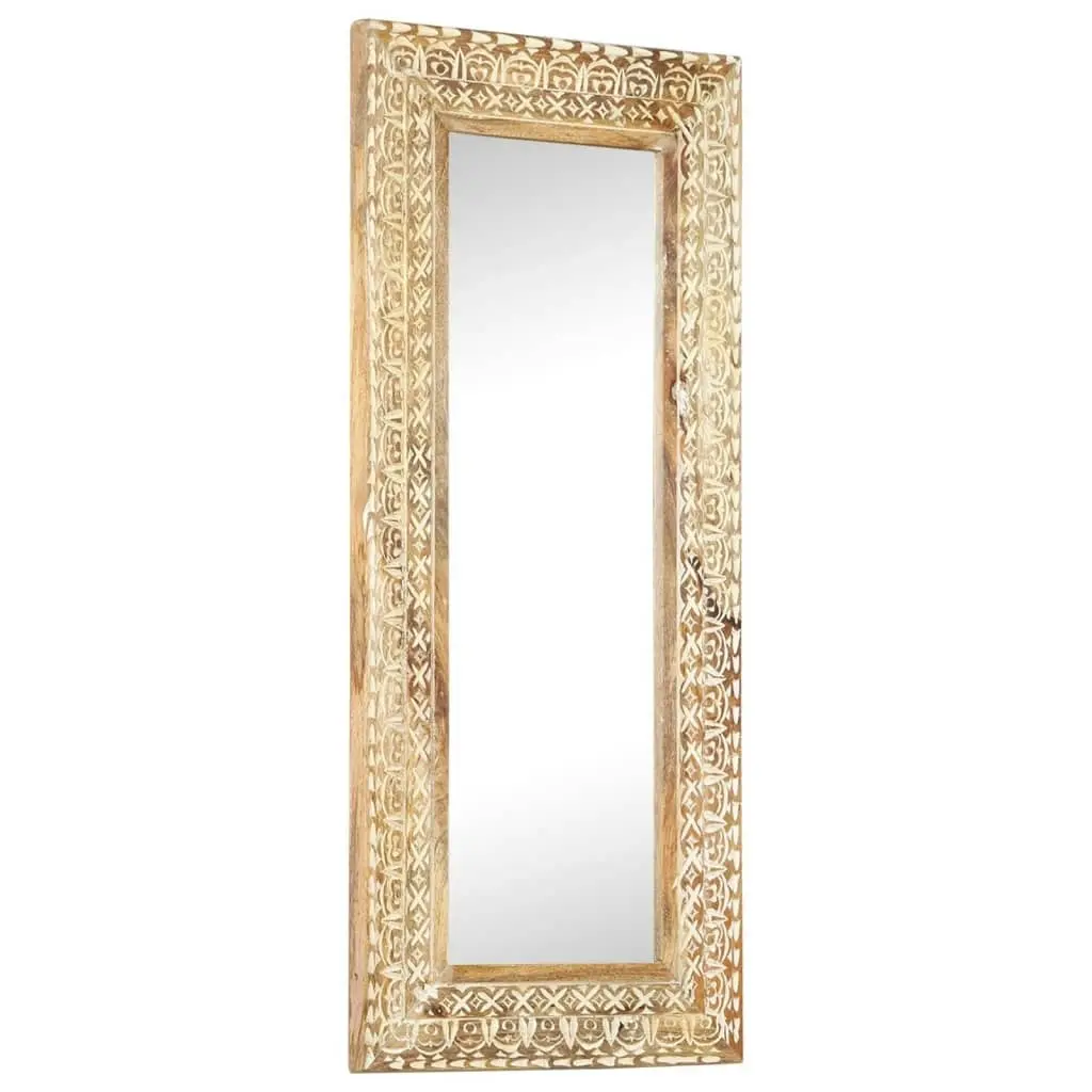 Hand-Carved Mirror 110x50x2.6 cm Solid Mango Wood 321646