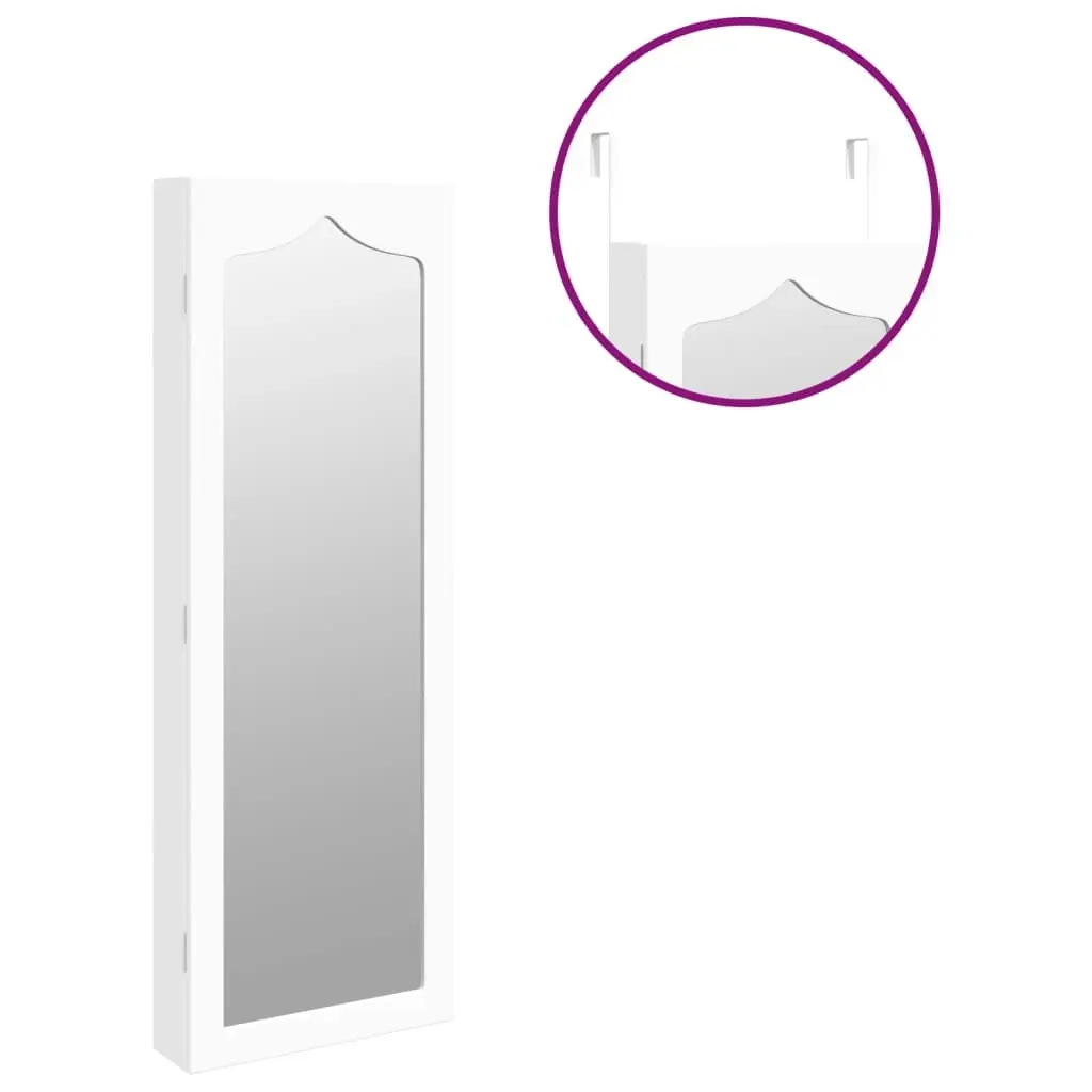 Mirror Jewellery Cabinet Wall Mounted White 37.5x10x106 cm 353226