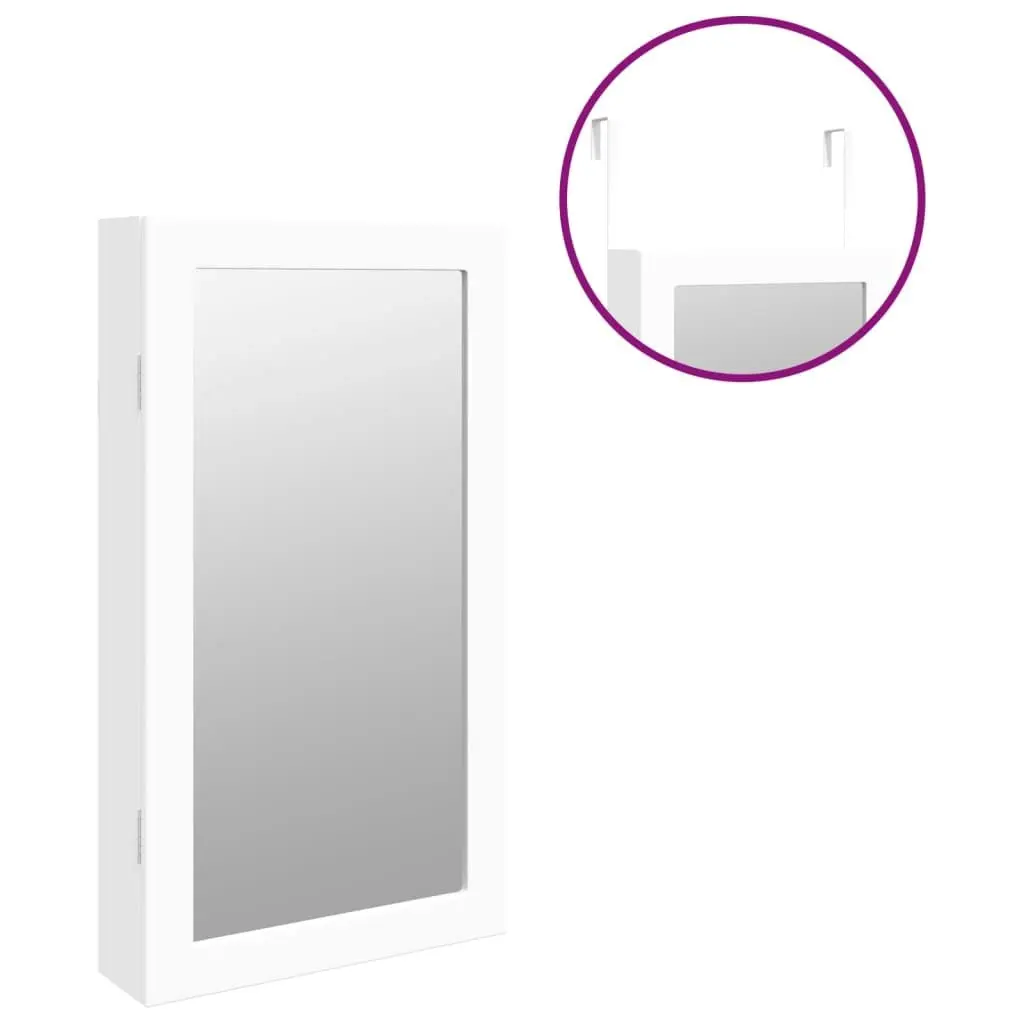 Mirror Jewellery Cabinet with LED Lights Wall Mounted White 353229