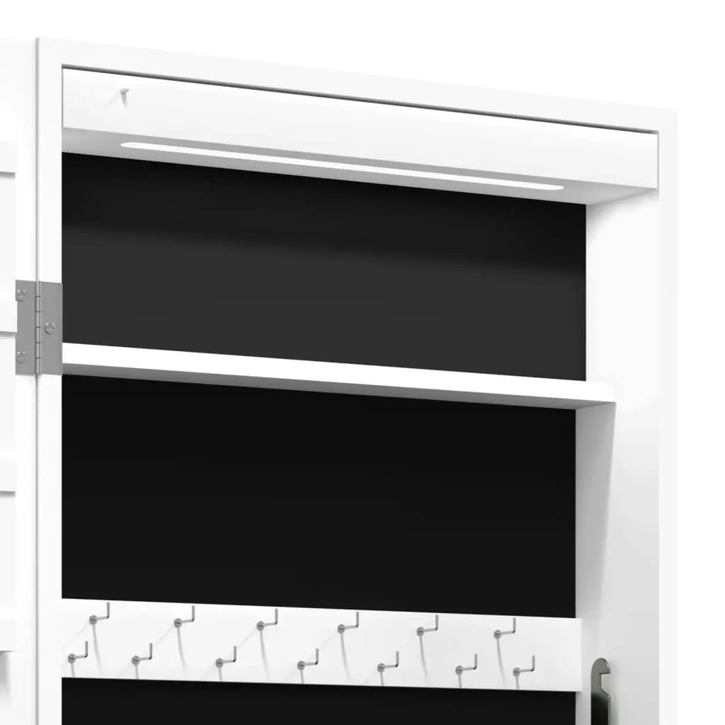 Mirror Jewellery Cabinet with LED Lights Wall Mounted White 353229