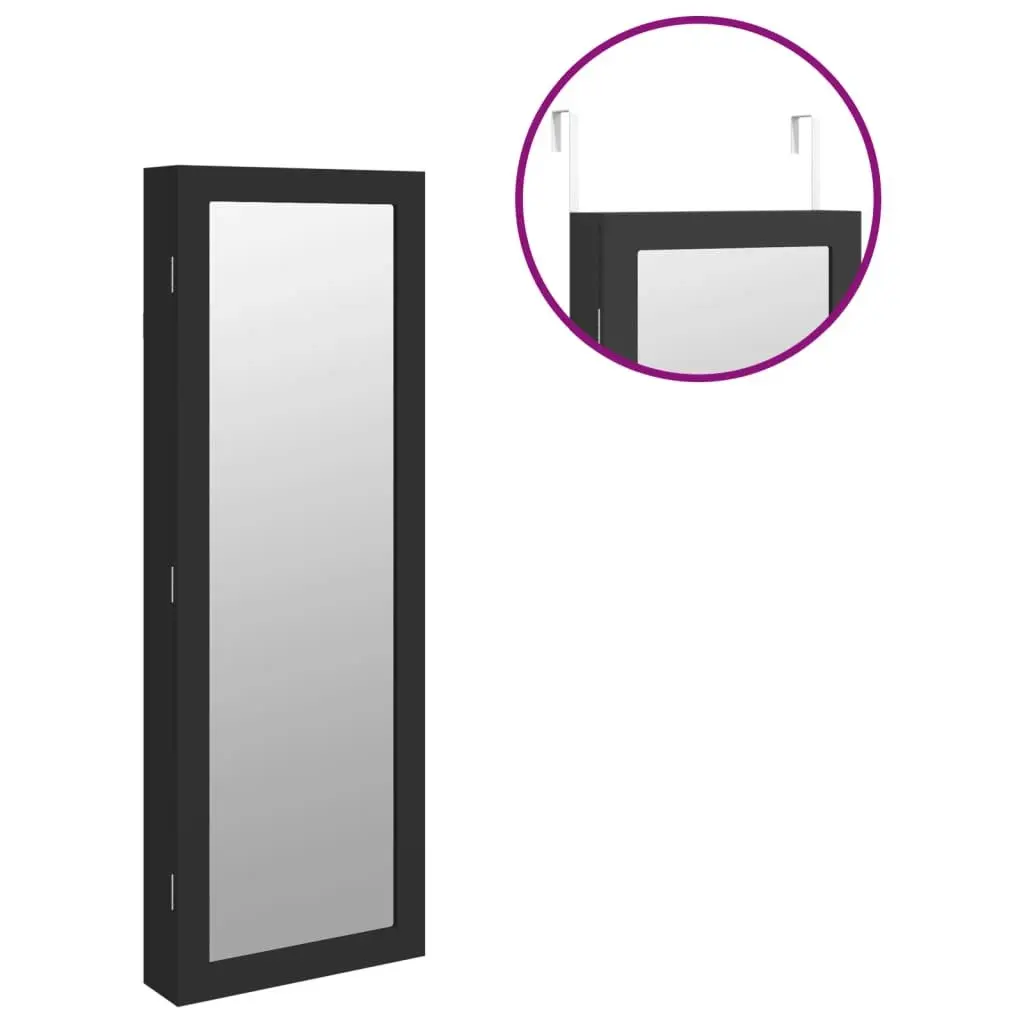 Mirror Jewellery Cabinet Wall Mounted Black 37.5x10x106 cm 353218