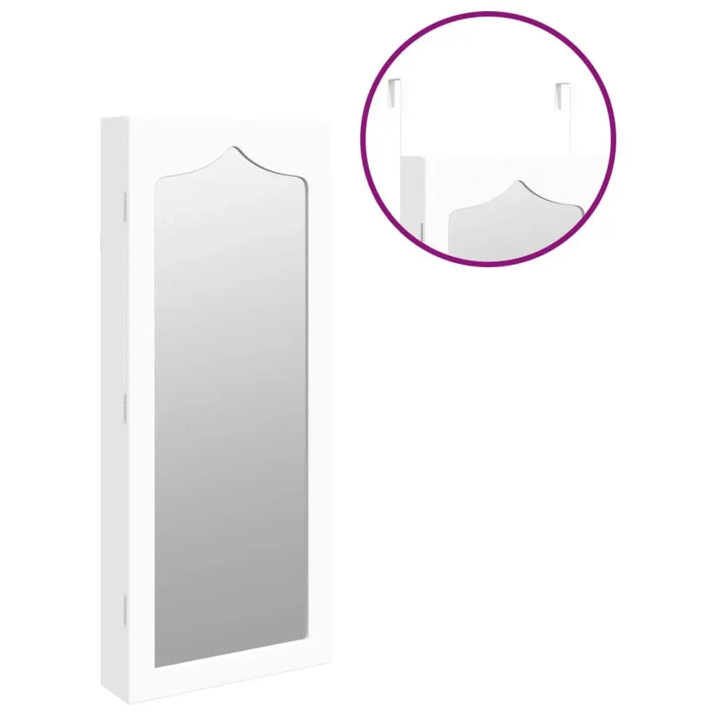 Mirror Jewellery Cabinet Wall Mounted White 37.5x10x90 cm 353223