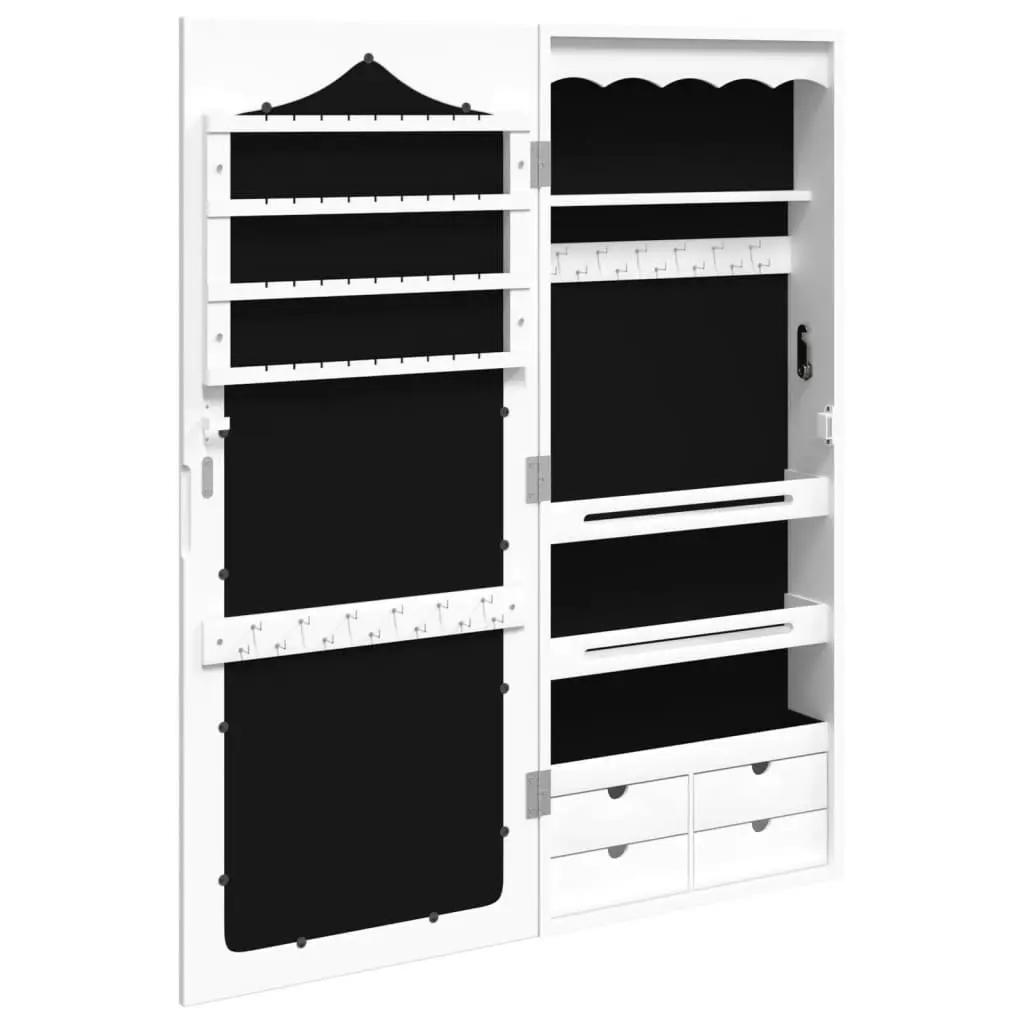 Mirror Jewellery Cabinet Wall Mounted White 37.5x10x90 cm 353223