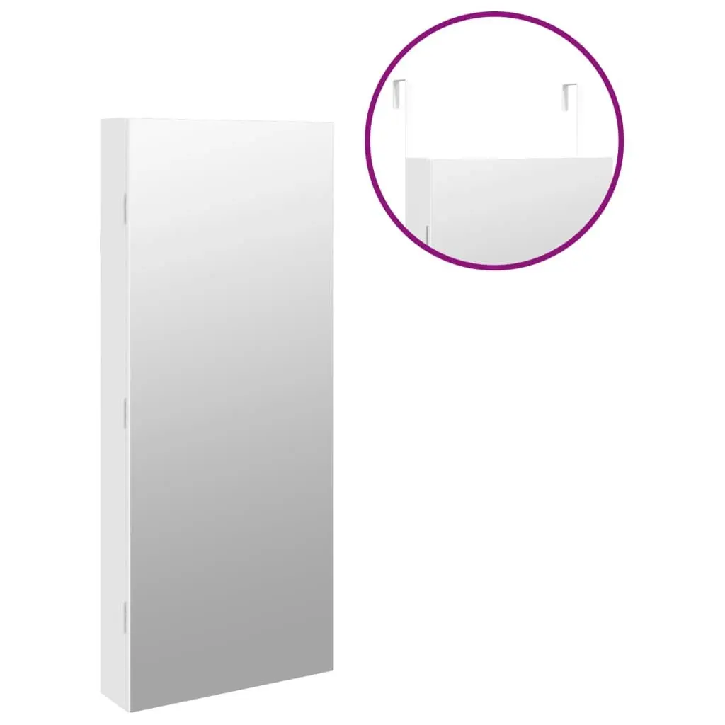 Mirror Jewellery Cabinet with LED Lights Wall Mounted White 353241