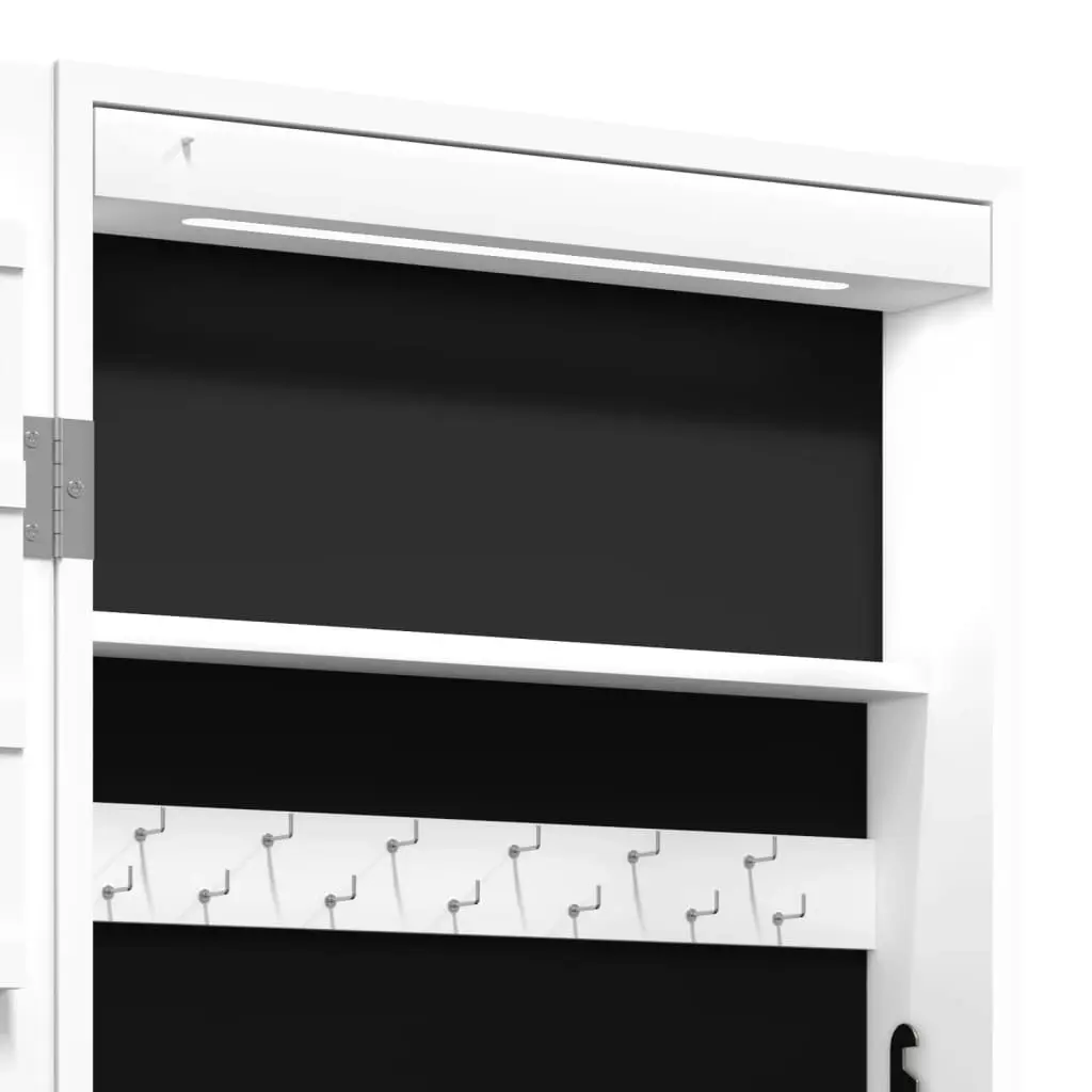 Mirror Jewellery Cabinet with LED Lights Wall Mounted White 353241