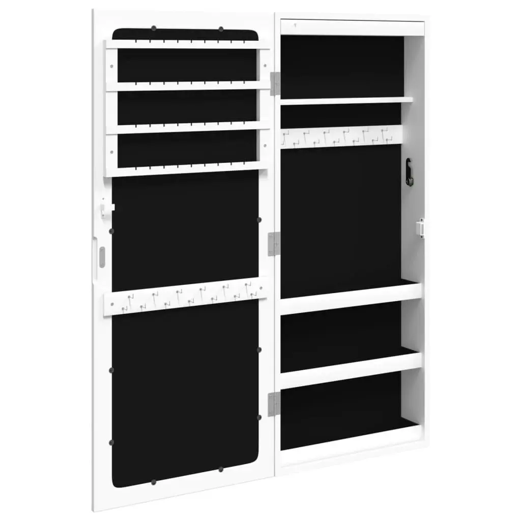 Mirror Jewellery Cabinet with LED Lights Wall Mounted White 353241