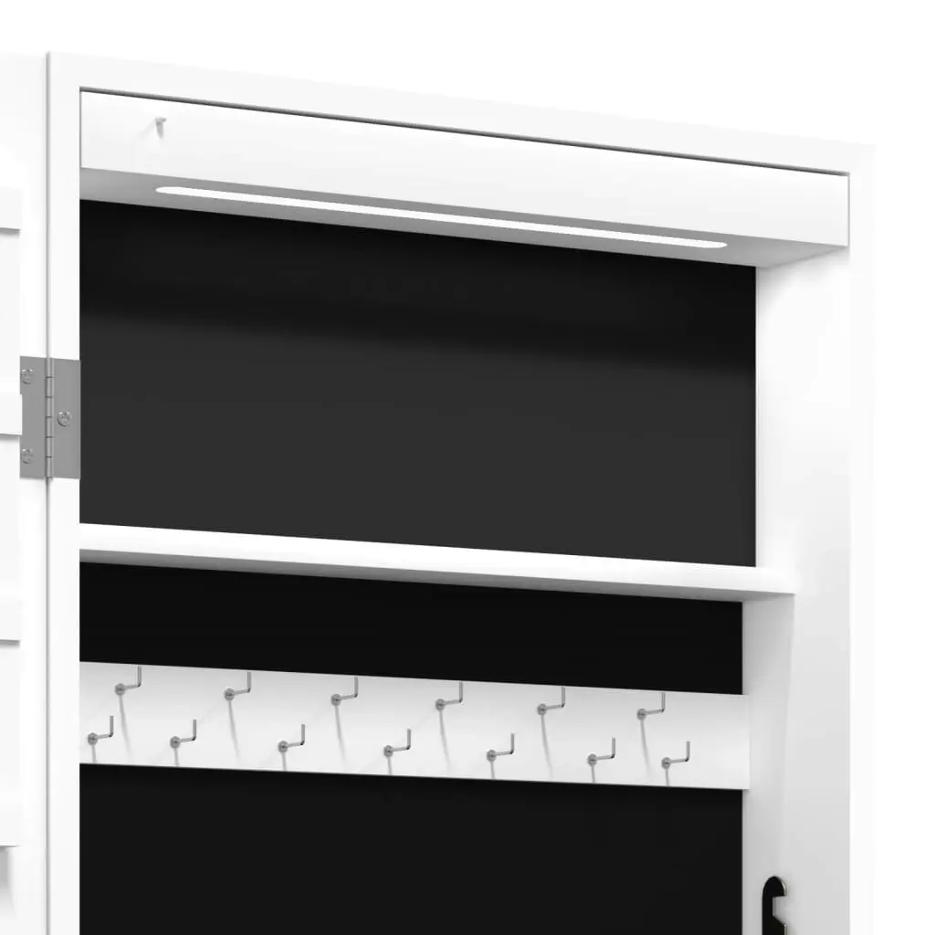 Mirror Jewellery Cabinet with LED Lights Wall Mounted White 353232