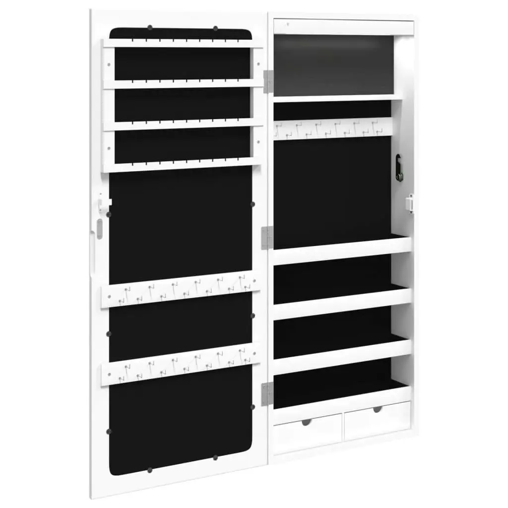 Mirror Jewellery Cabinet with LED Lights Wall Mounted White 353232