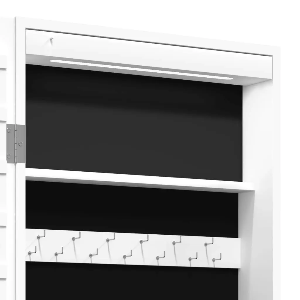 Mirror Jewellery Cabinet with LED Lights Wall Mounted White 353244