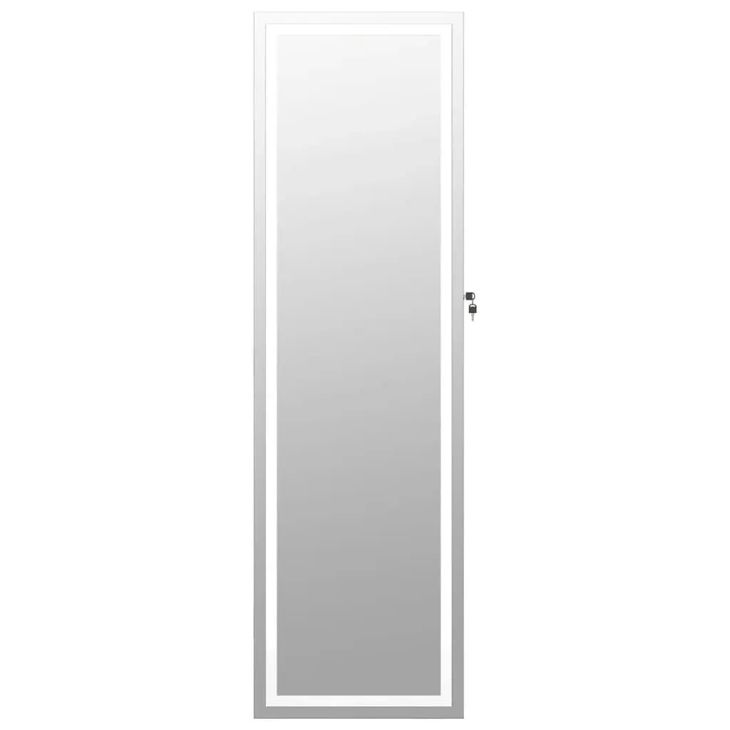 Mirror Jewellery Cabinet with LED Lights Wall Mounted White 353253