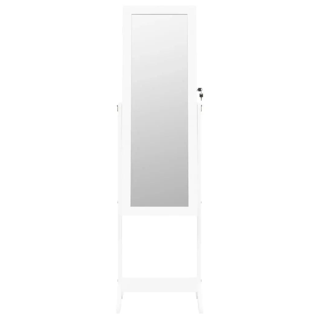 Mirror Jewellery Cabinet with LED Lights Free Standing White 353259