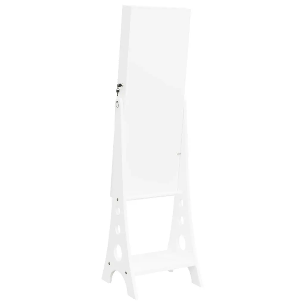 Mirror Jewellery Cabinet with LED Lights Free Standing White 353265