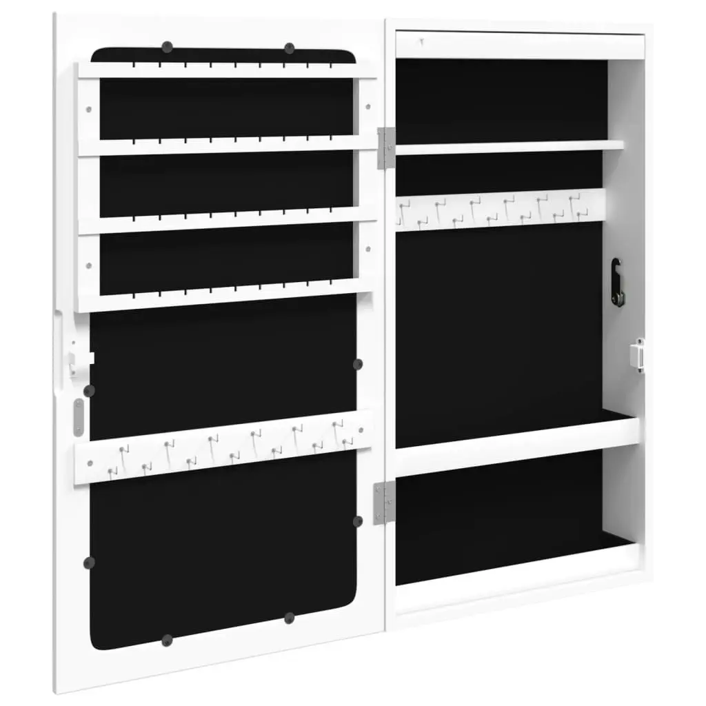 Mirror Jewellery Cabinet with LED Lights Wall Mounted White 353238