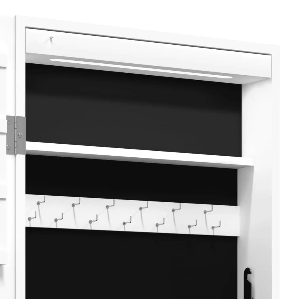 Mirror Jewellery Cabinet with LED Lights Wall Mounted White 353238