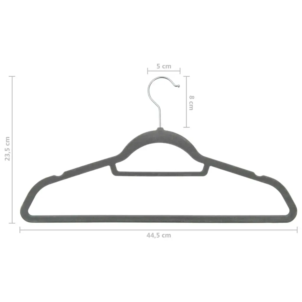 50 pcs Clothes Hanger Set Anti-slip Grey Velvet 289918