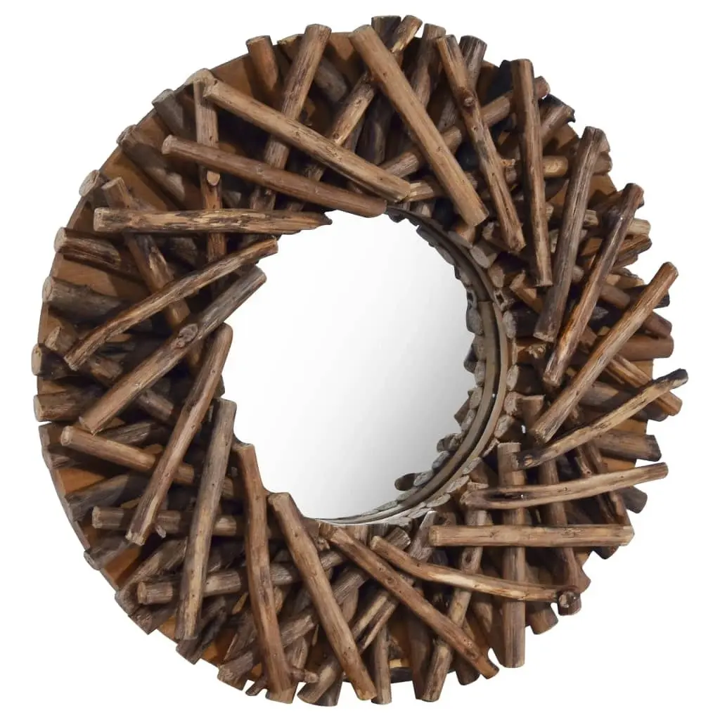 Wall Mirror 40 cm Teak Round 288801