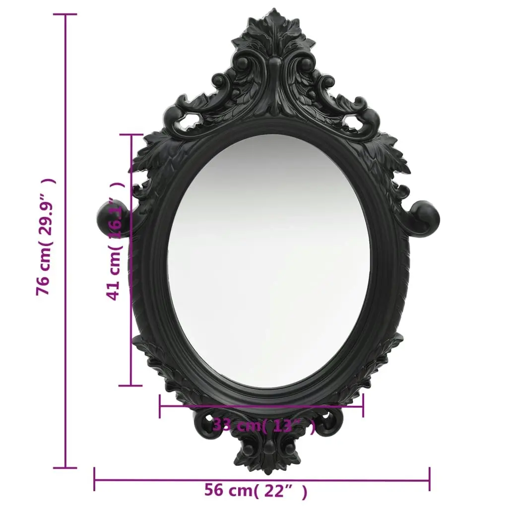 Wall Mirror Castle Style 56x76 cm Black 320359