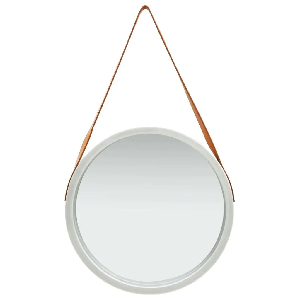 Wall Mirror with Strap 50 cm Silver 320366