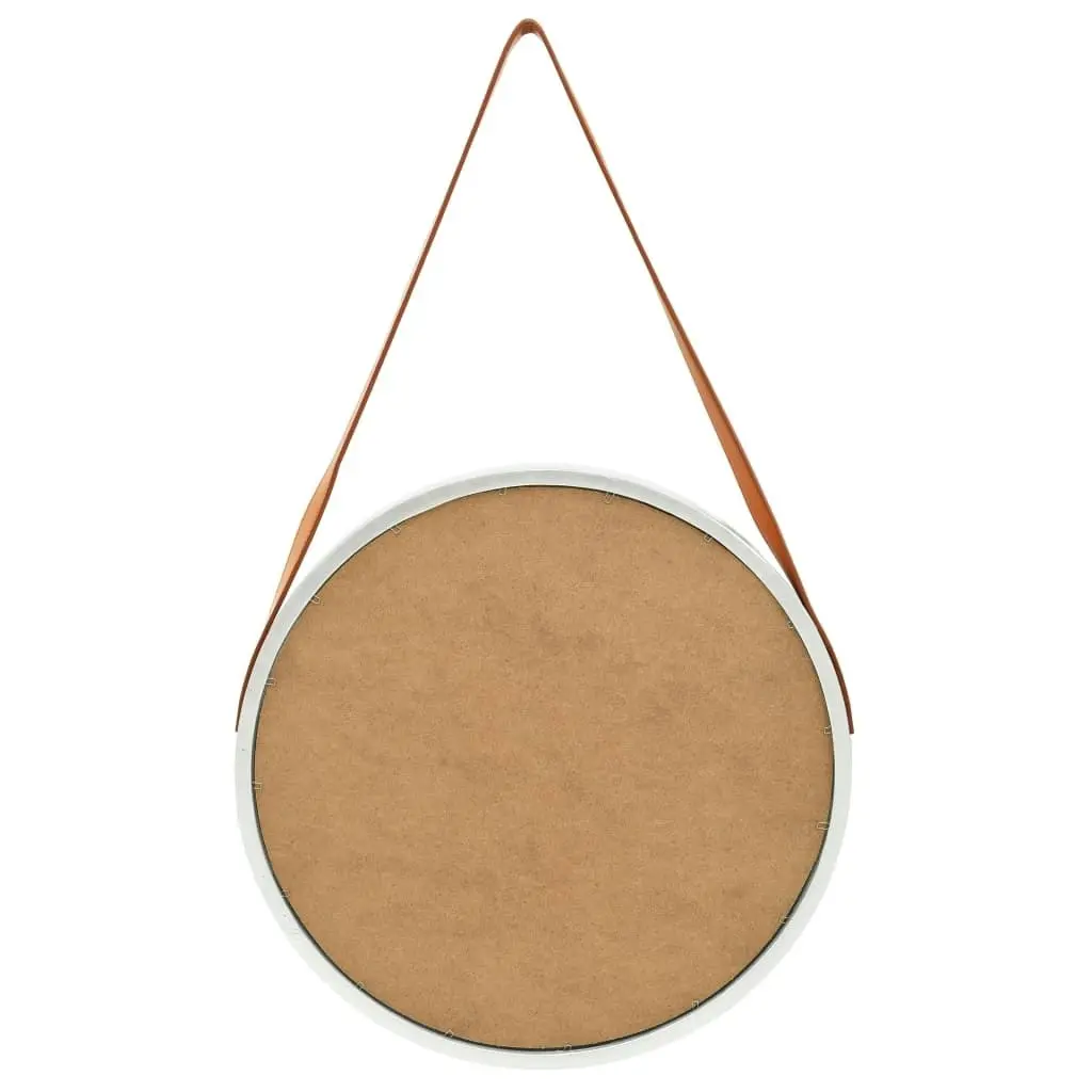 Wall Mirror with Strap 50 cm Silver 320366