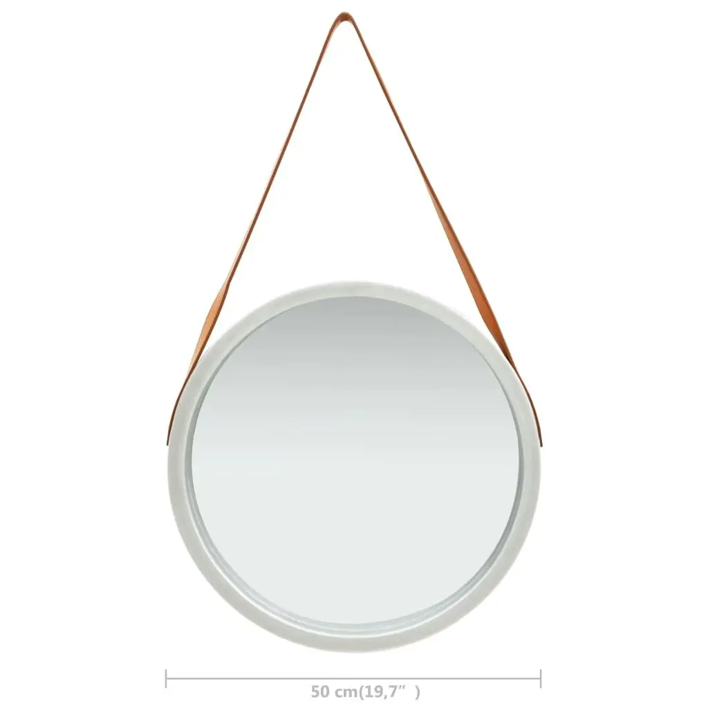 Wall Mirror with Strap 50 cm Silver 320366