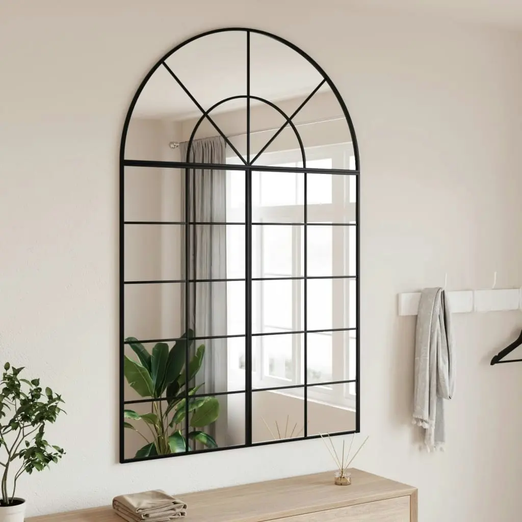 Wall Mirror Black 100x150 cm Arch Iron 3200614