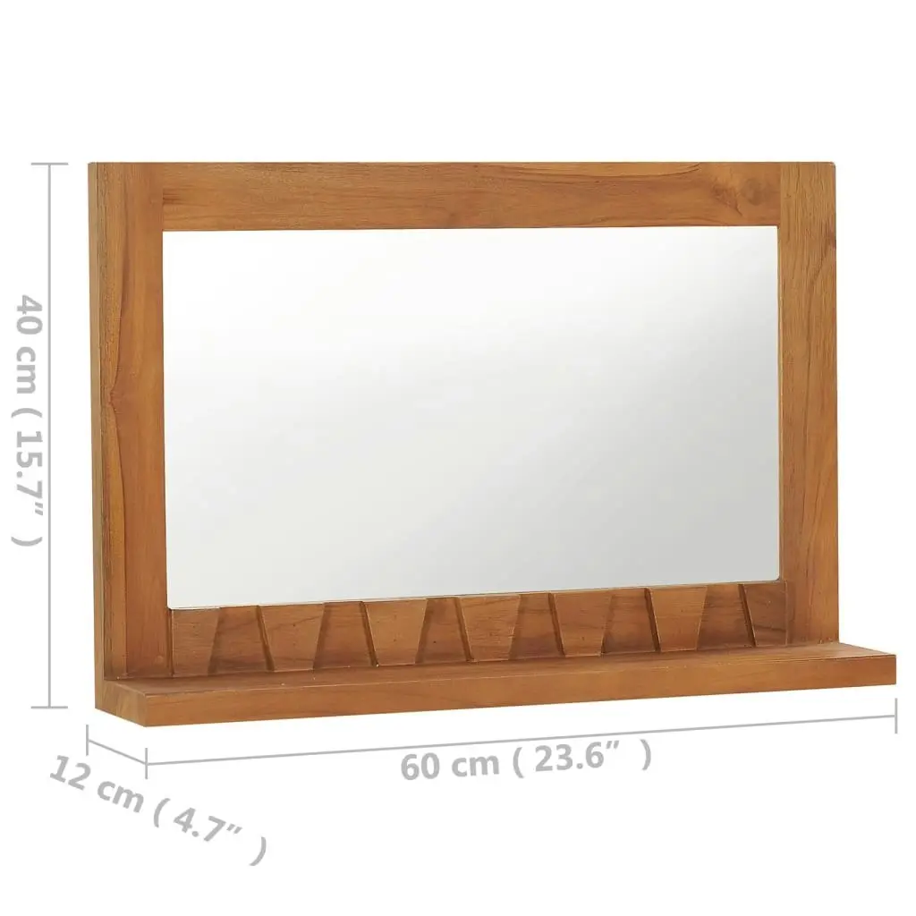 Wall Mirror with Shelf 60x12x40 cm Solid Teak Wood 289071