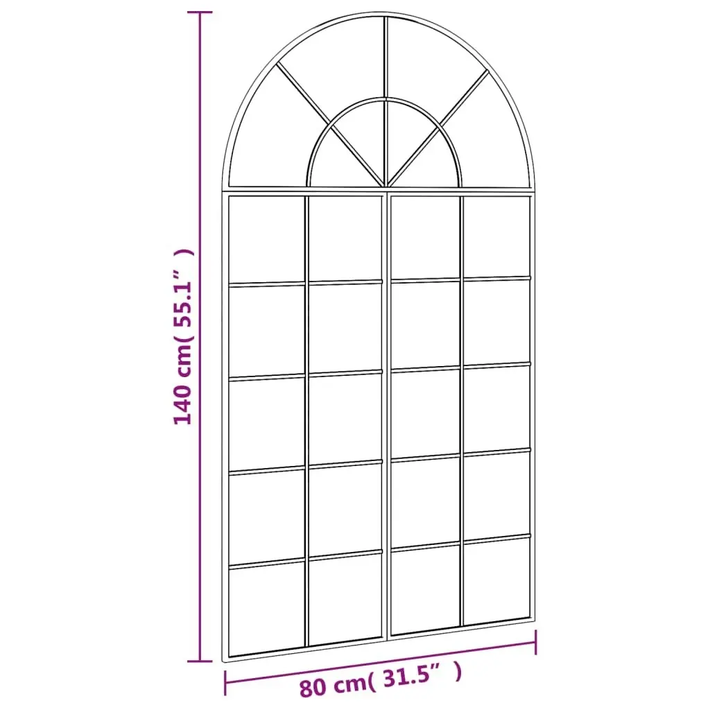 Wall Mirror Black 80x140 cm Arch Iron 3200609