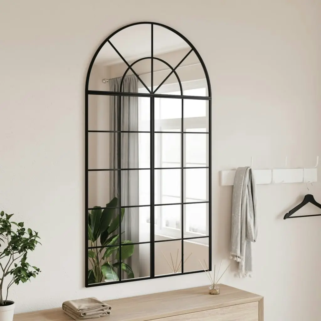 Wall Mirror Black 80x140 cm Arch Iron 3200609