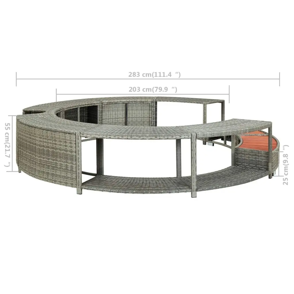 Hot Tub Surround Grey Poly Rattan 46459