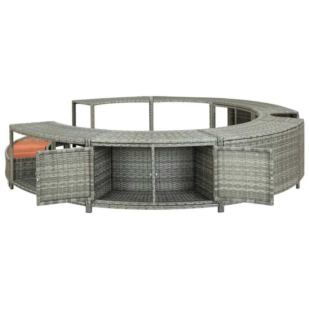 Hot Tub Surround Grey Poly Rattan 46459