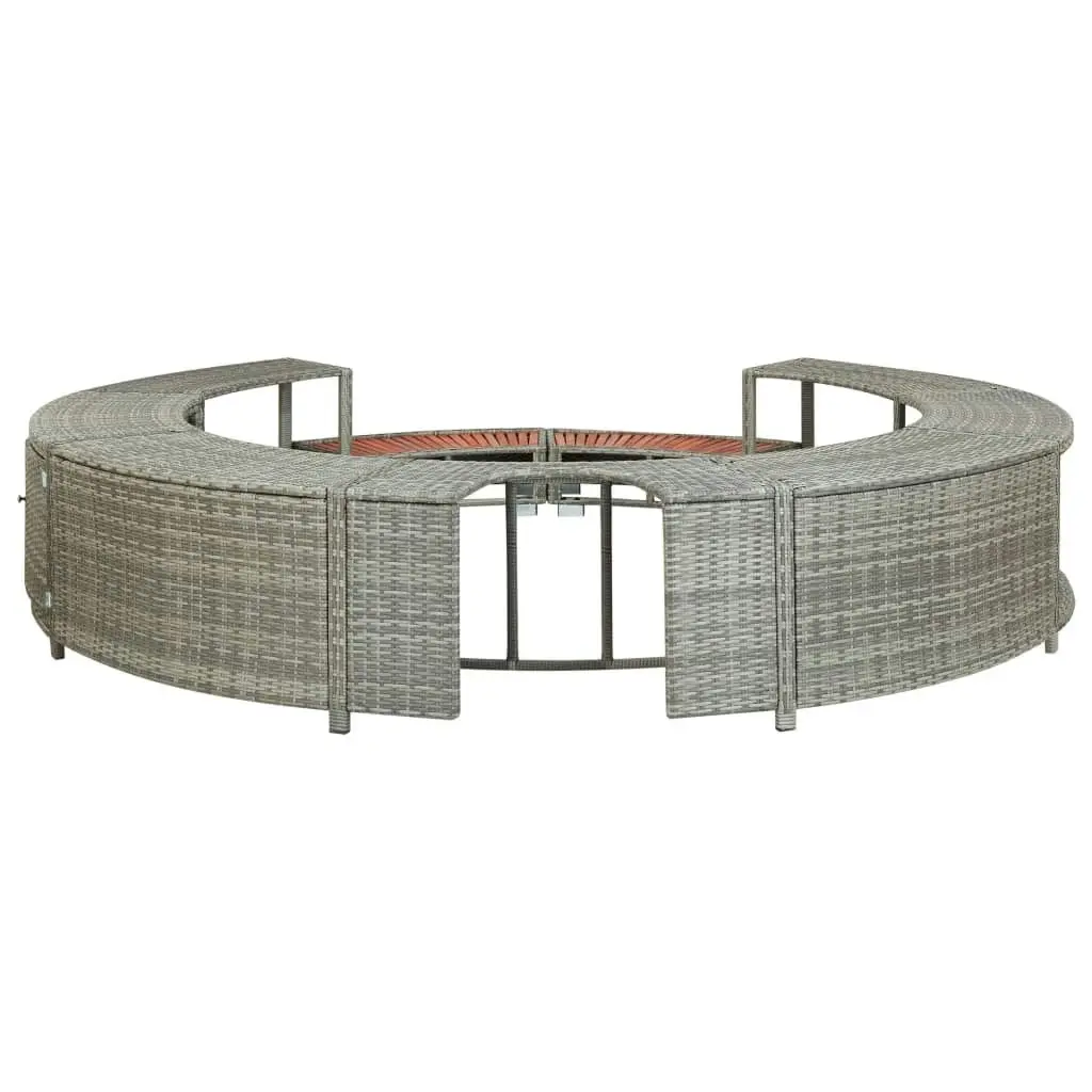 Hot Tub Surround Grey Poly Rattan 46459