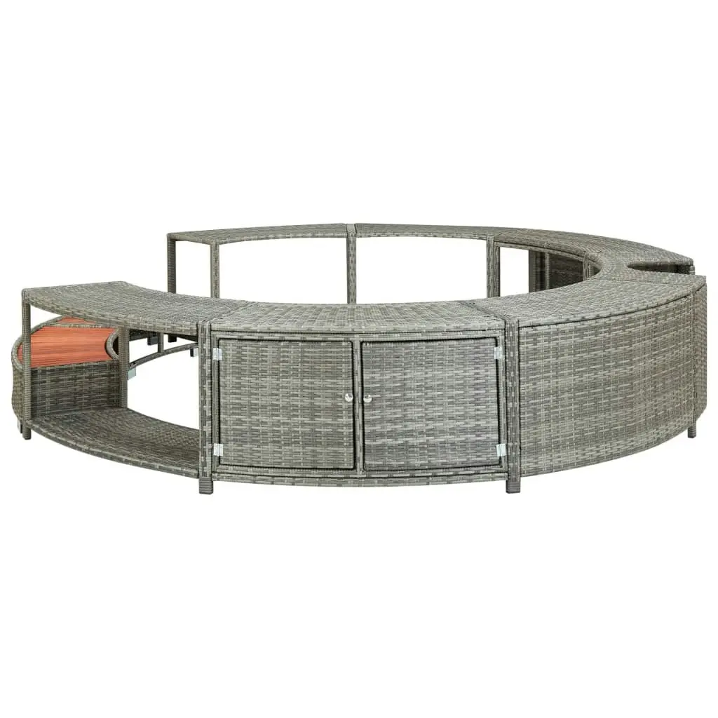 Hot Tub Surround Grey Poly Rattan 46459