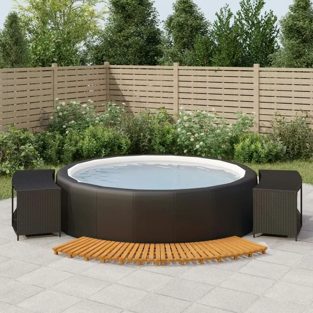 Hot Tub Surround Black Poly Rattan and Solid Wood Acacia 3157106