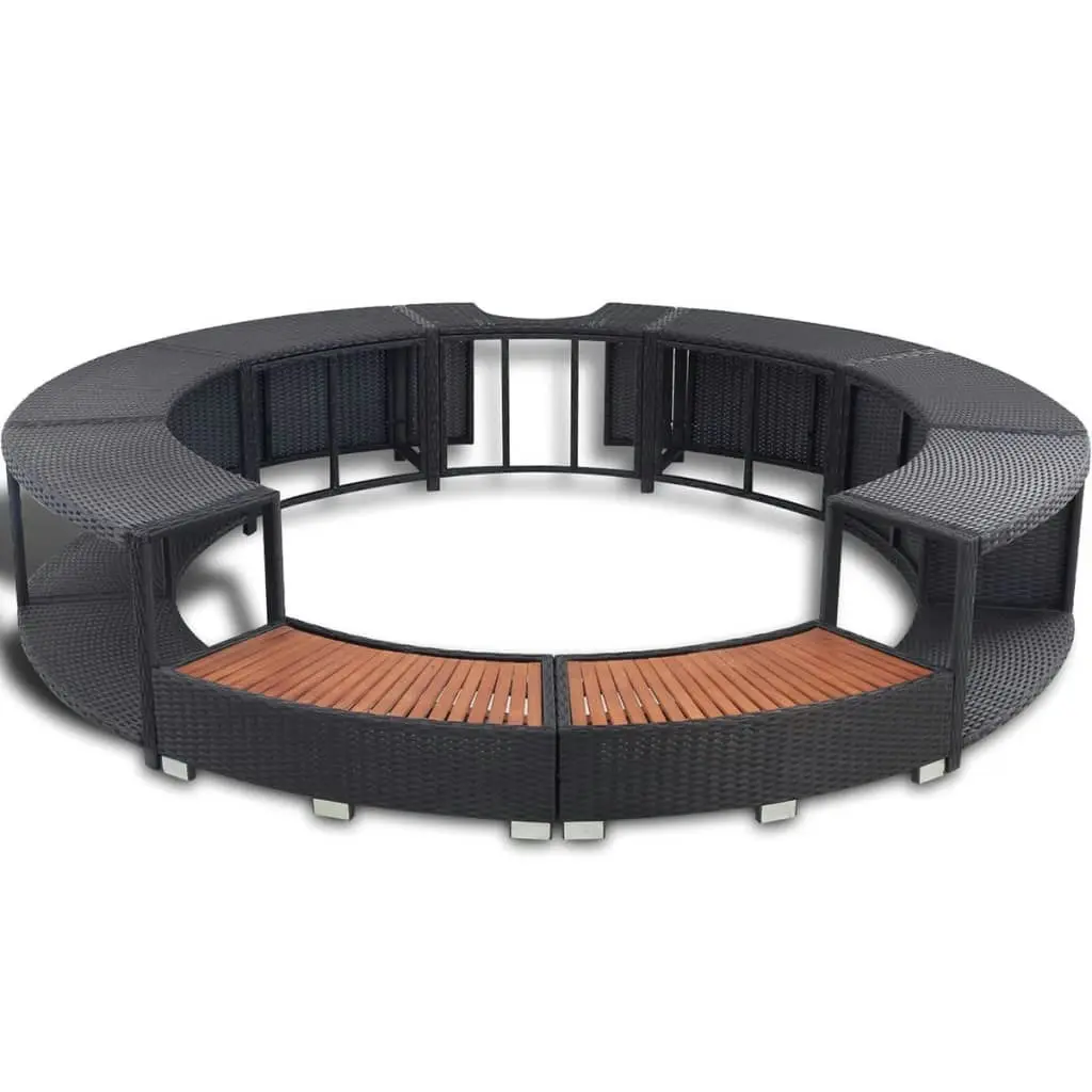 Hot Tub Surround Black Poly Rattan 41454