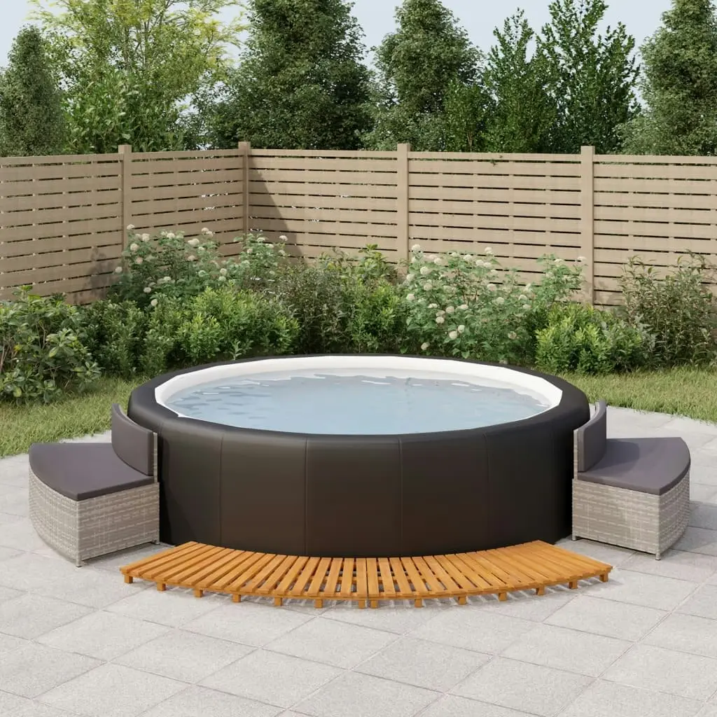 Hot Tub Surround Grey Poly Rattan and Solid Wood Acacia 3157118