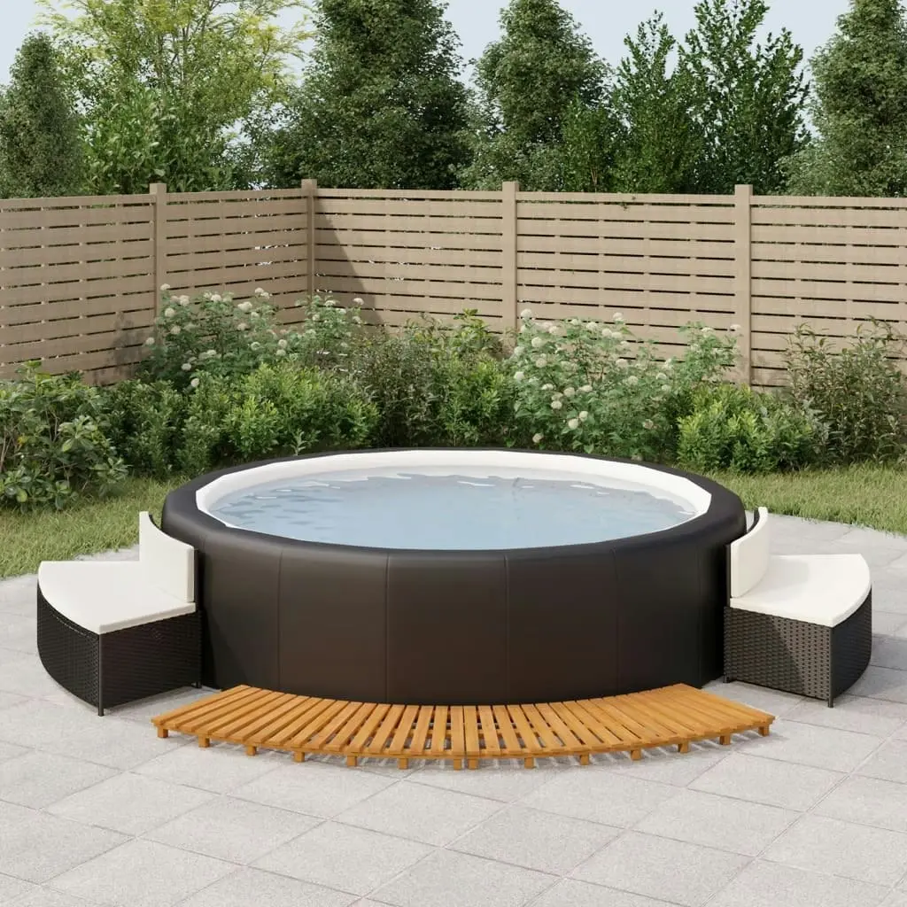 Hot Tub Surround Black Poly Rattan and Solid Wood Acacia 3157107