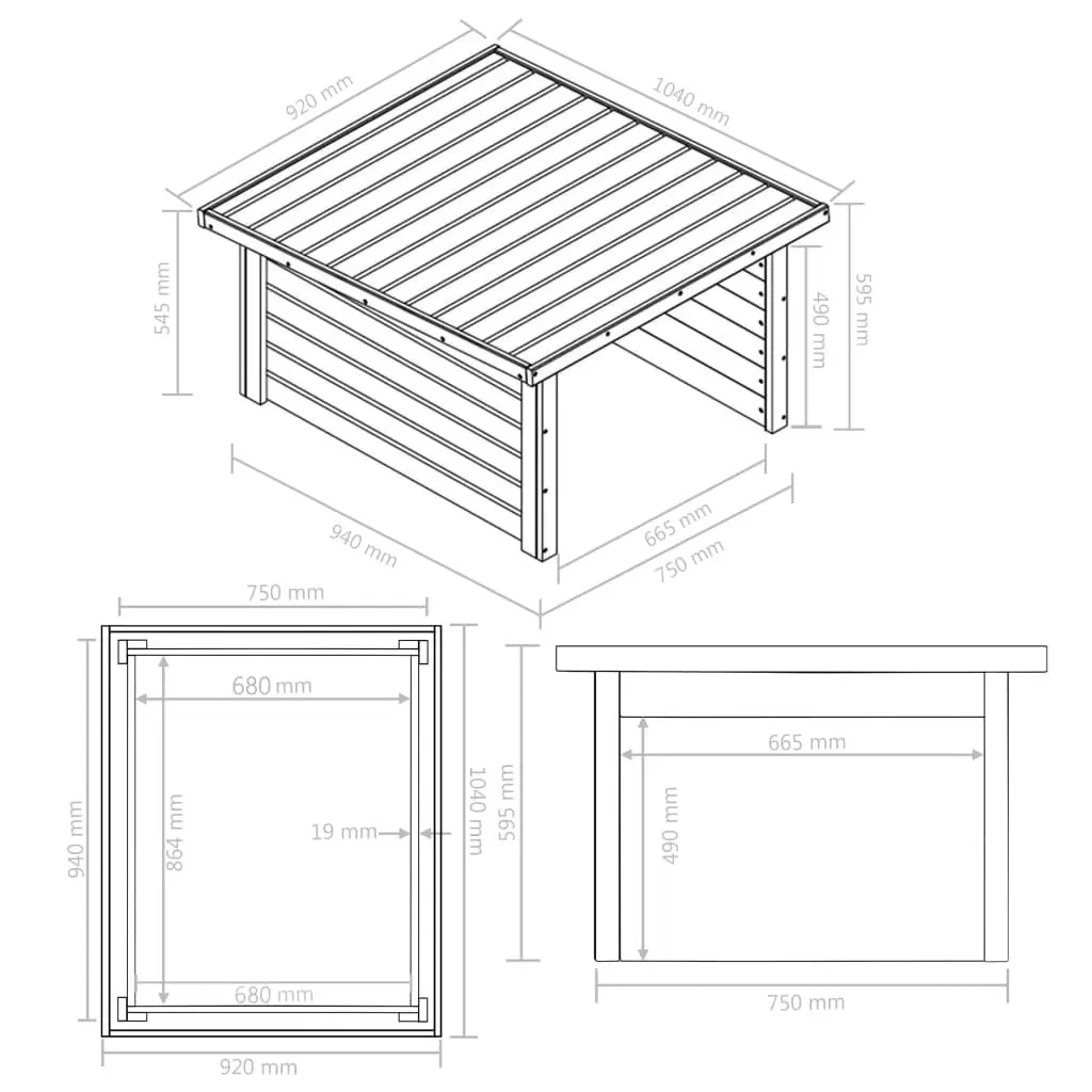 Lawn Mower Garage 92x104x59.5 cm Solid Pine Wood 19 mm 45442