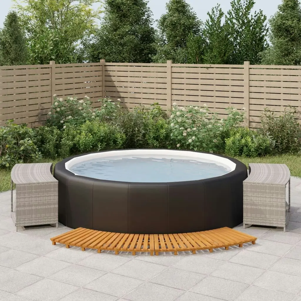 Hot Tub Surround Grey Poly Rattan and Solid Wood Acacia 3157117