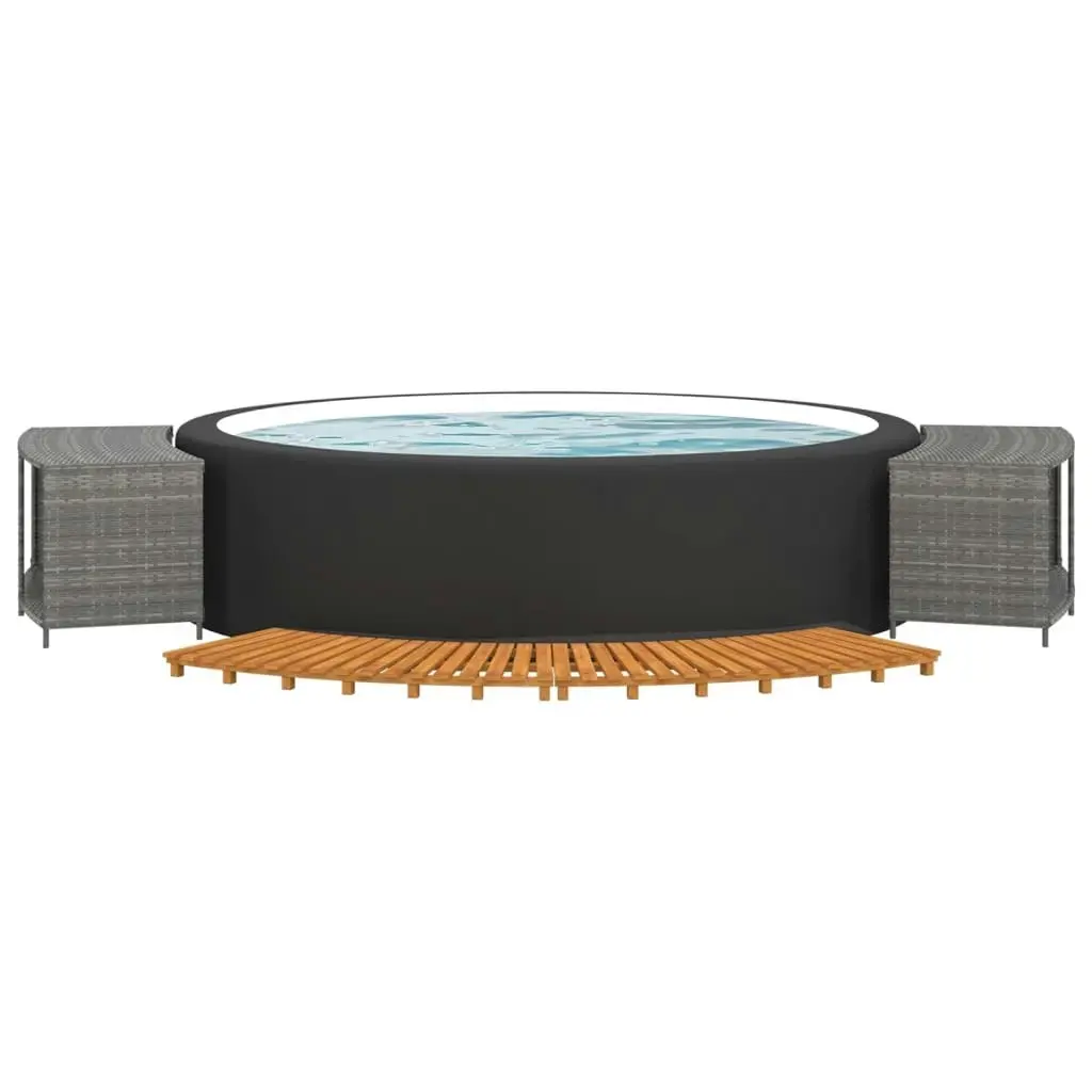 Hot Tub Surround Grey Poly Rattan and Solid Wood Acacia 3157117