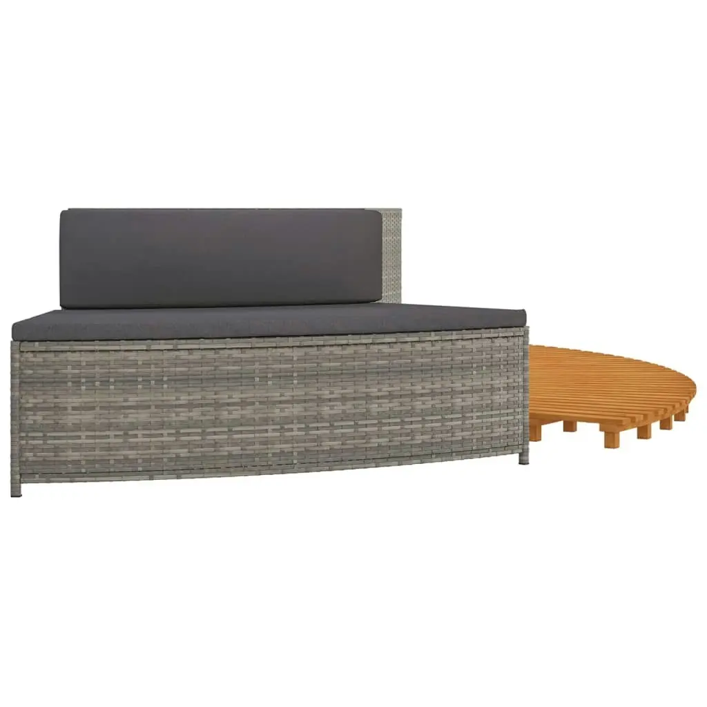 Hot Tub Surround Grey Poly Rattan and Solid Wood Acacia 362260