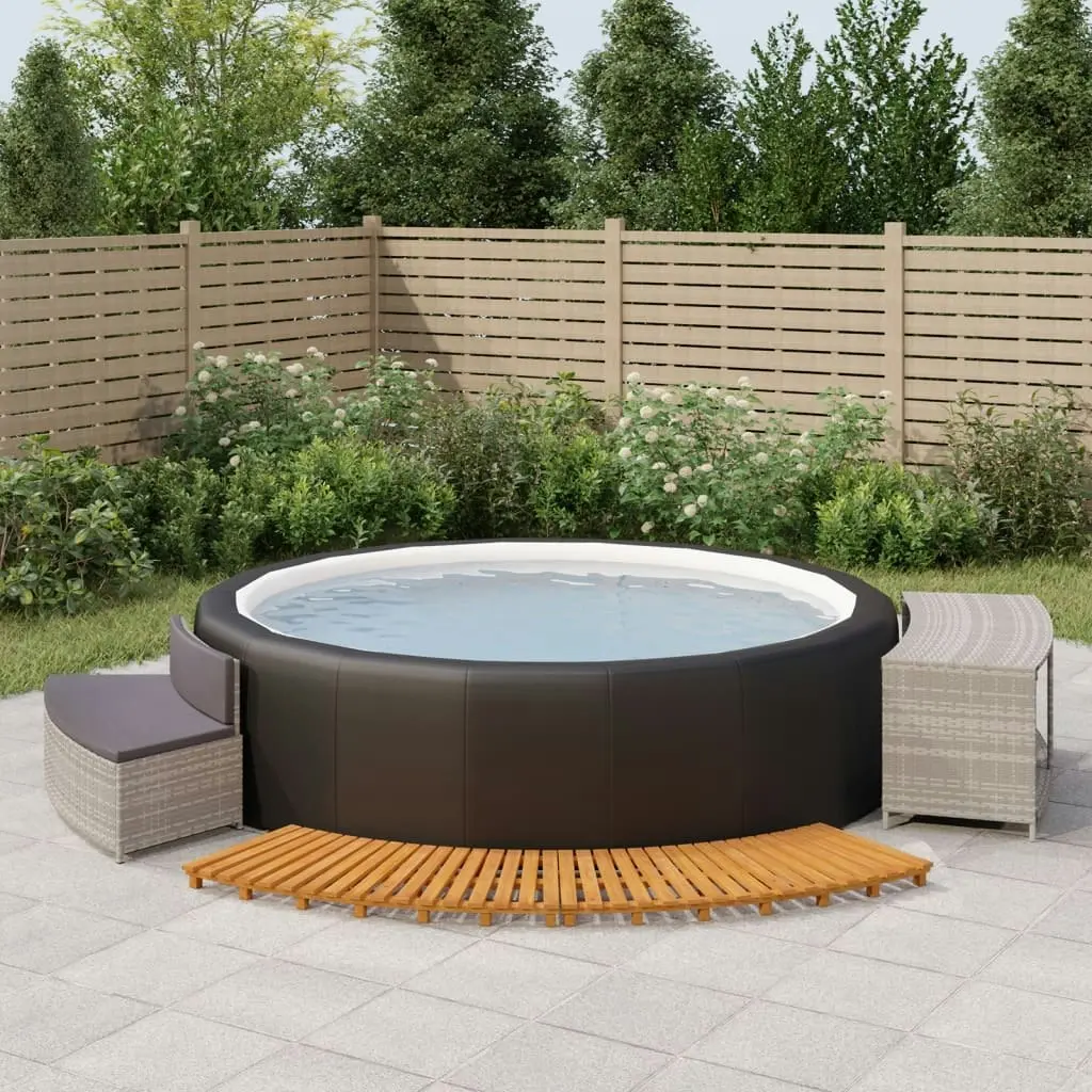 Hot Tub Surround Grey Poly Rattan and Solid Wood Acacia 362260