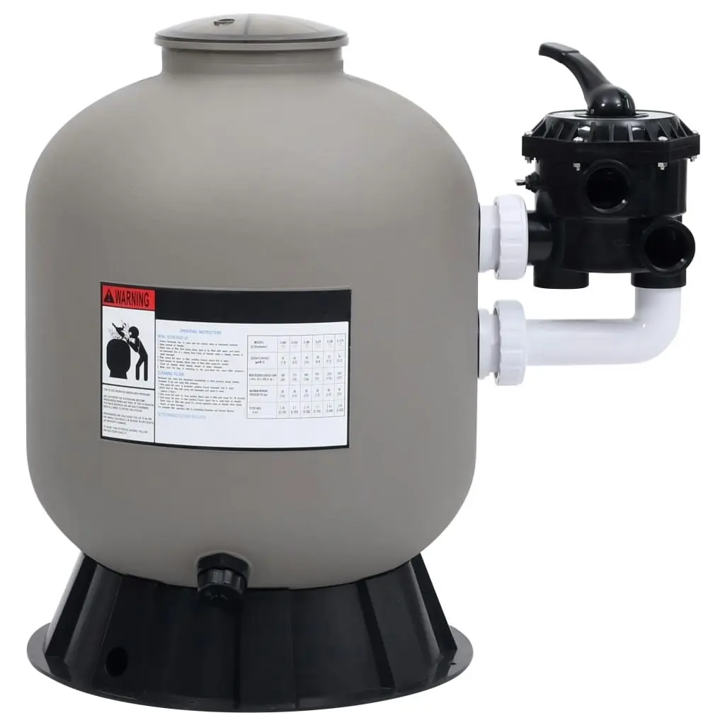 Pool Sand Filter with Side Mount 6-Way Valve Grey 313990