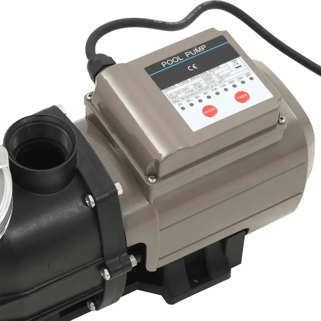 Pool Pump with Timer Black 0.25 HP 8000 L/h 91724