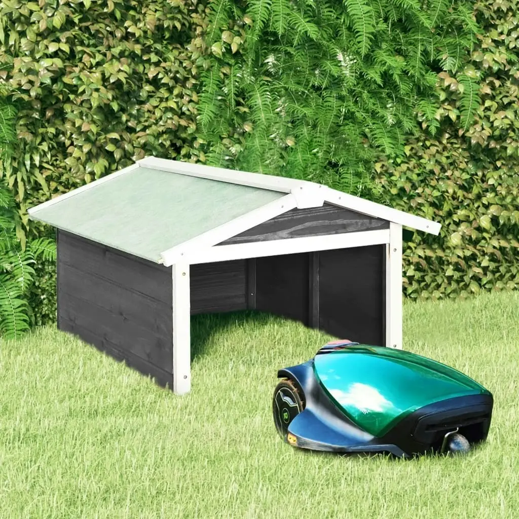 Robotic Lawn Mower Garage 72x87x50 cm Grey and White Firwood 170879