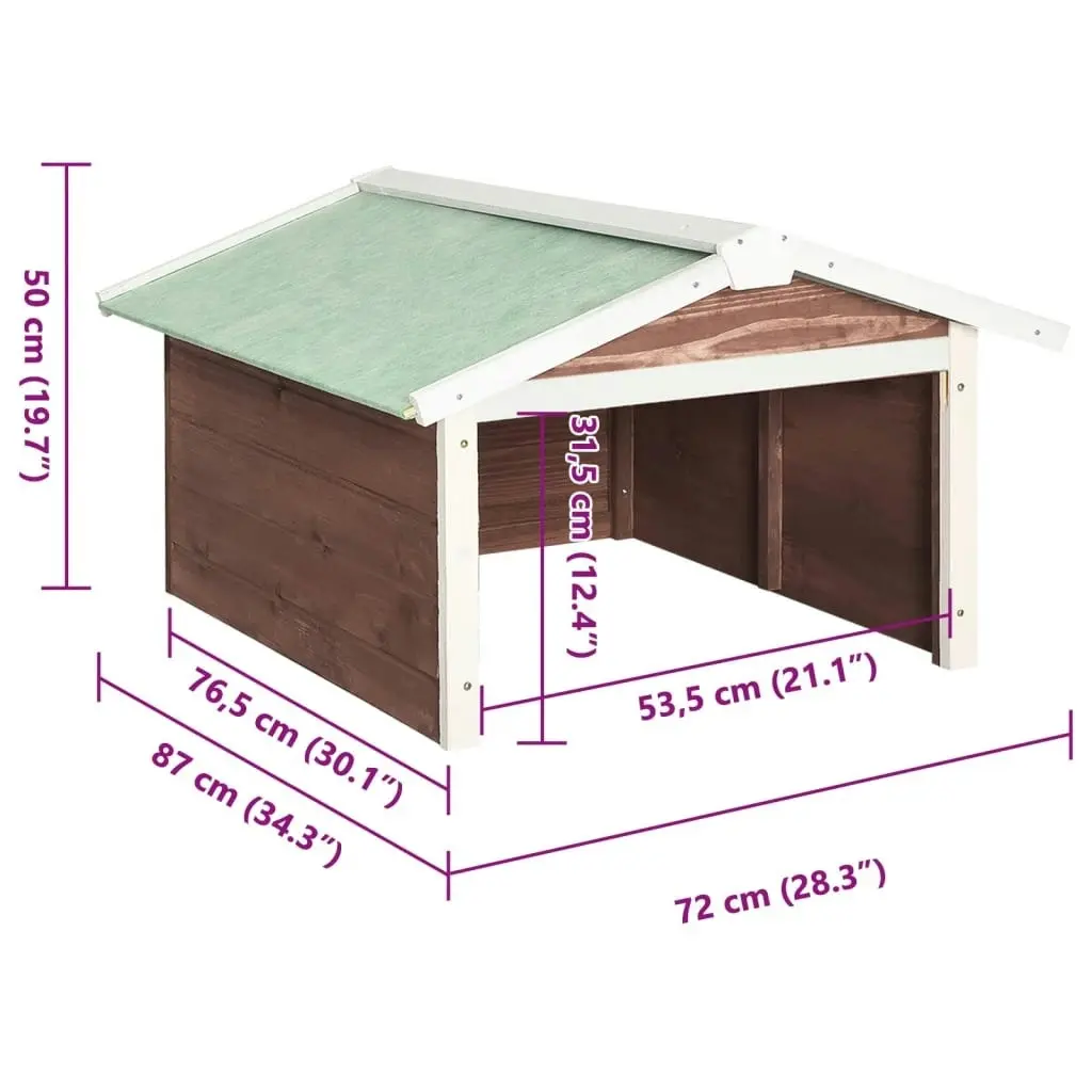 Robotic Lawn Mower Garage 72x87x50 cm Mocca and White Firwood 170880