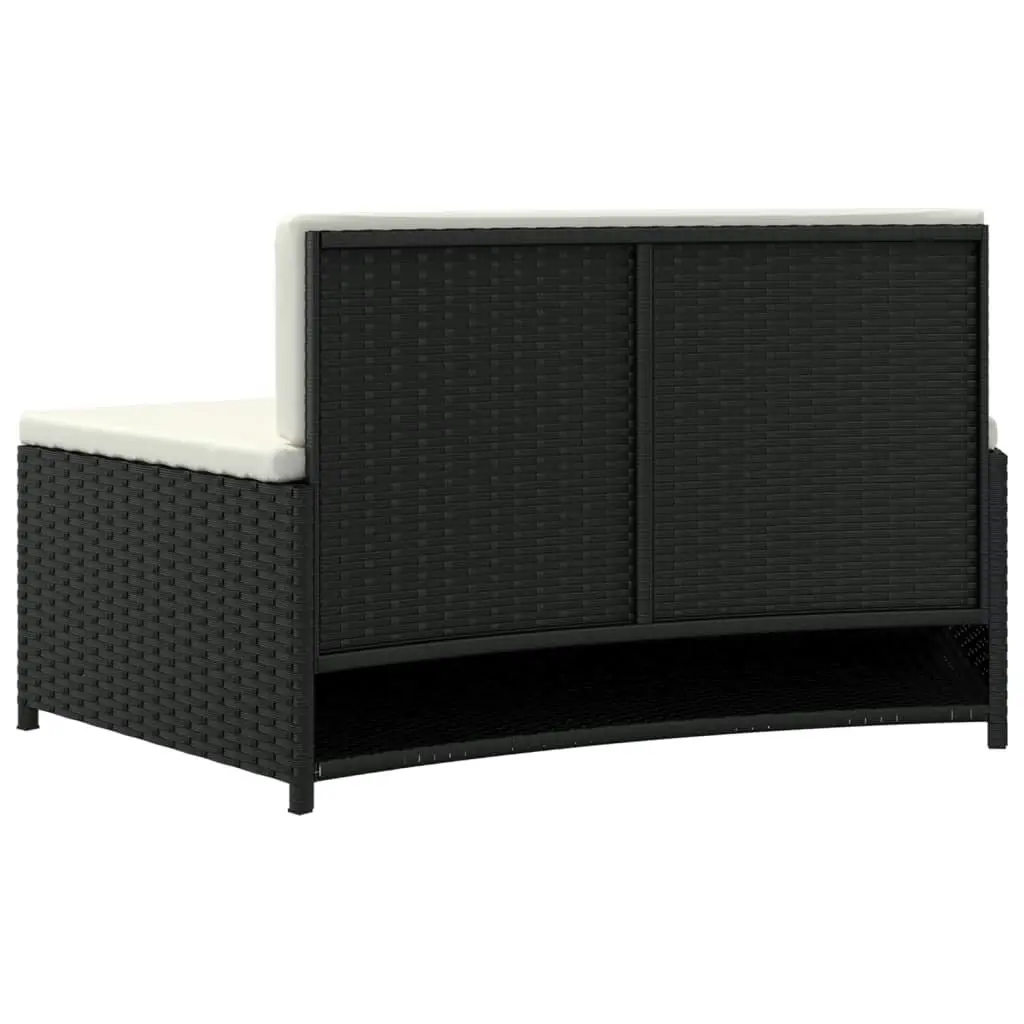 Spa Benches with Cushions 2 pcs Black Poly Rattan 362262