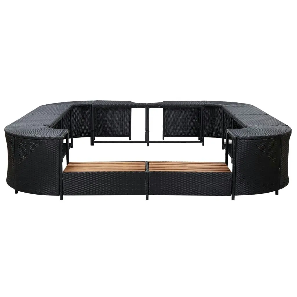 Square Spa Surround Black 268 x 268 x 55 cm Poly Rattan 46073