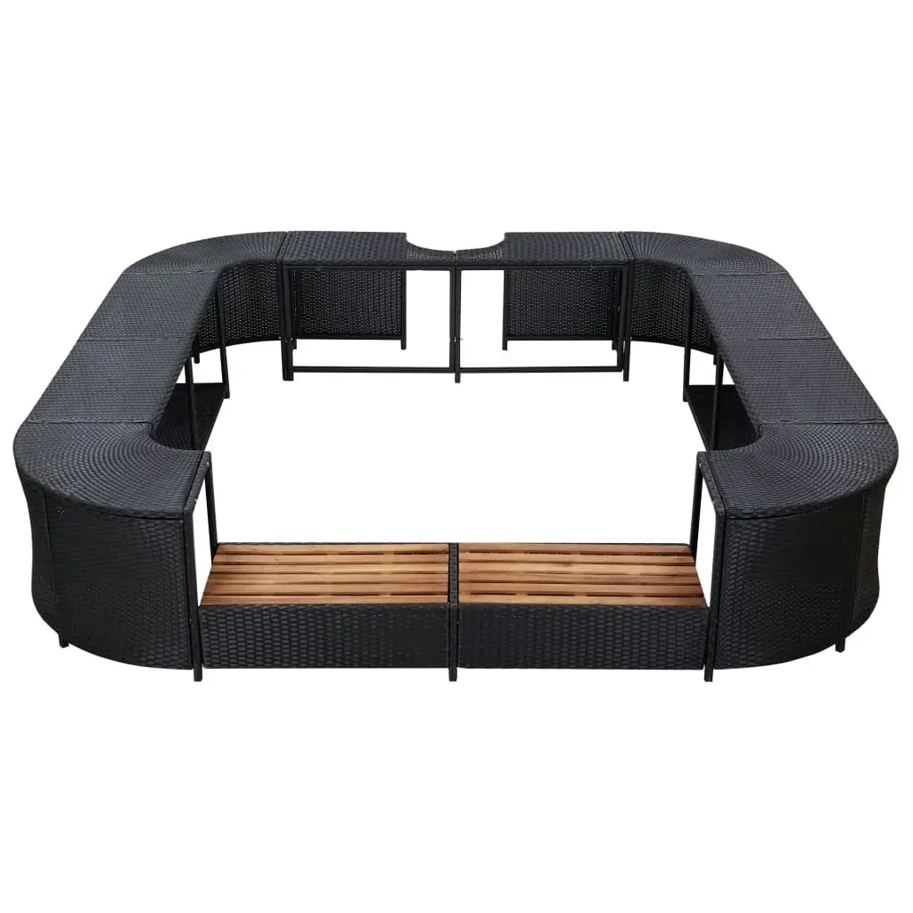 Square Spa Surround Black 268 x 268 x 55 cm Poly Rattan 46073